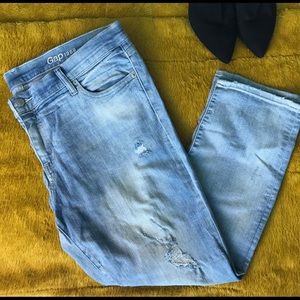 Gap Girlfriend Denim Jeans Size 33 Ripped